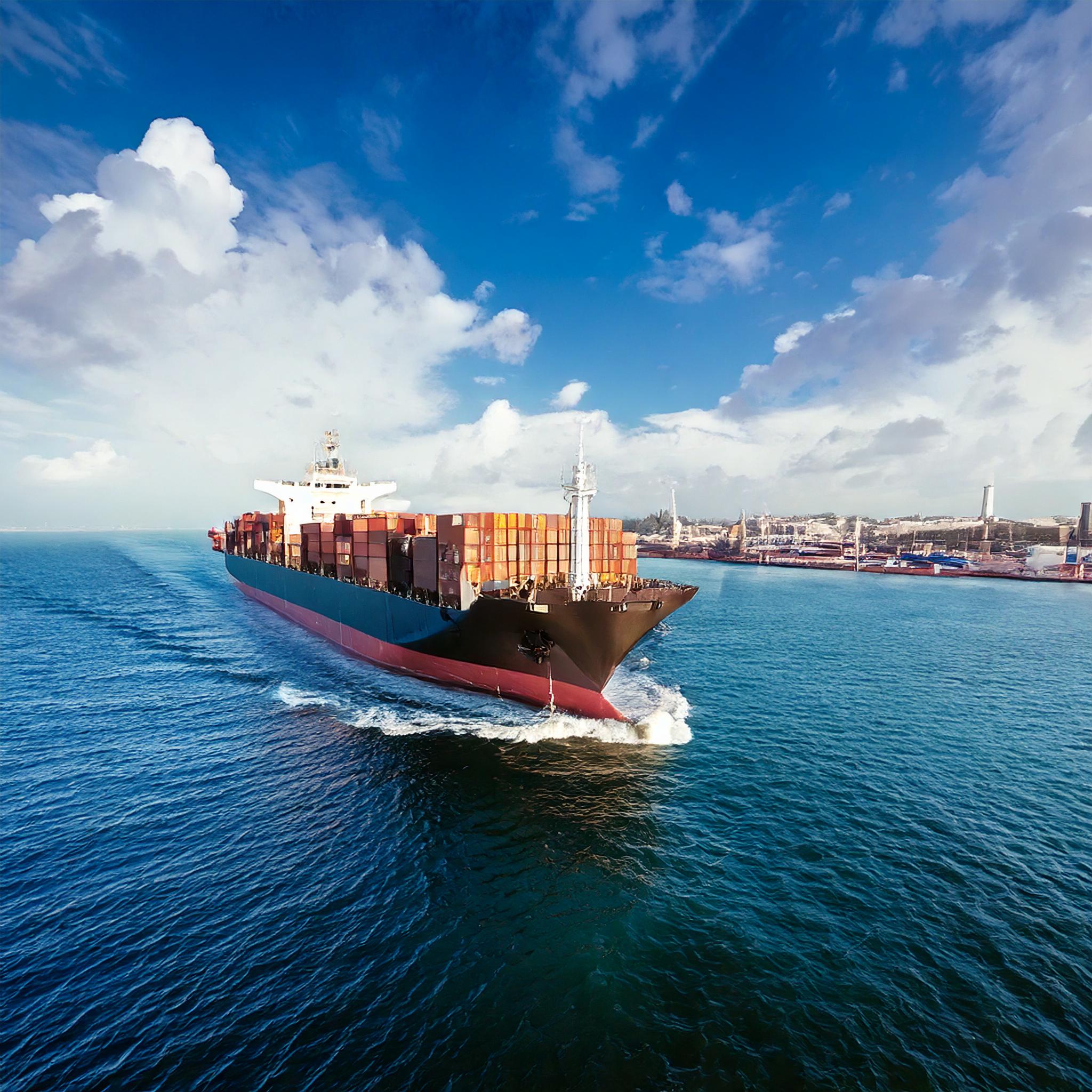 Cargo ship leaving the port